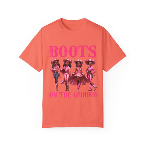 Unisex Garment-Dyed T-shirt: "Boots on the Ground" Vintage Western Style Tee