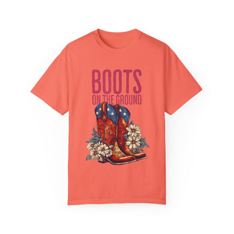 Vintage Western Boots Graphic T-Shirt - "Boots on the Ground"