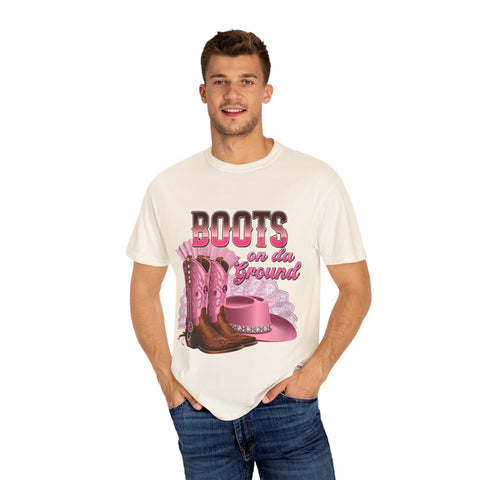 Unisex Garment-Dyed T-shirt - "Boots on the Ground" Country Style Tee