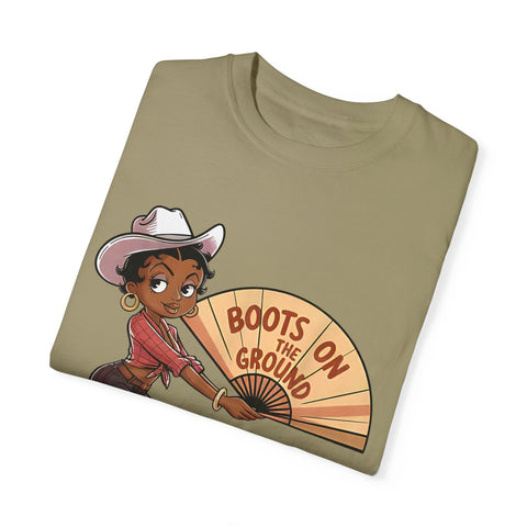 Boots on the Ground Unisex T-Shirt - Rustic Cowboy Vibe, Perfect for Festivals and Casual Outings