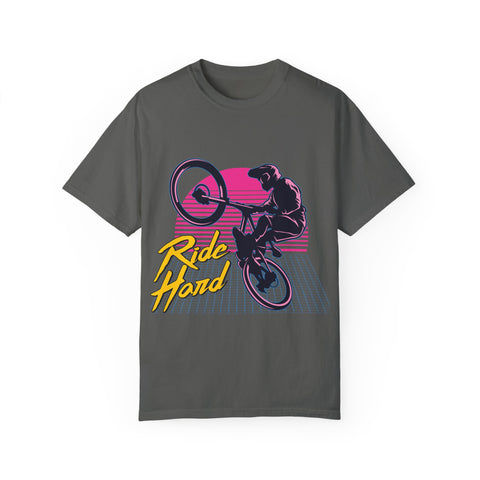 Ride Hard Unisex Garment-Dyed T-Shirt - Perfect for Cyclists & Outdoor Enthusiasts