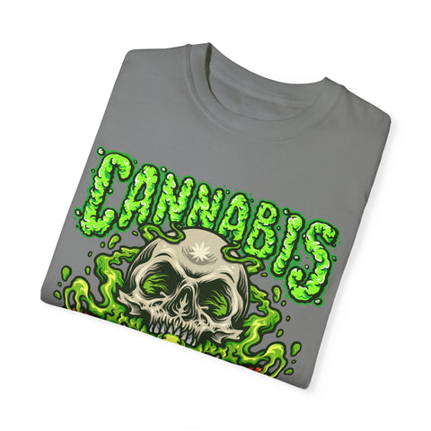 Skull & Cannabis Unisex Garment-Dyed T-Shirt - Unique Graphic Tee for Weed Enthusiasts