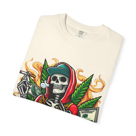 High AF Unisex Garment-Dyed T-Shirt – Bold Skeleton Design for Chill Vibes