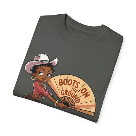 Boots on the Ground Unisex T-Shirt - Rustic Cowboy Vibe, Perfect for Festivals and Casual Outings