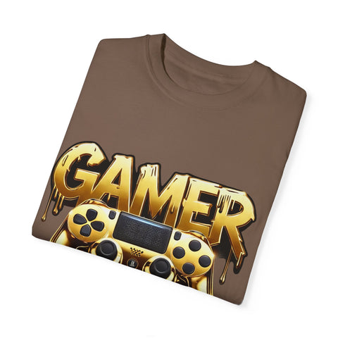 Gamer Gold Drip T-Shirt – Unisex Garment-Dyed Tee for Gaming Enthusiasts