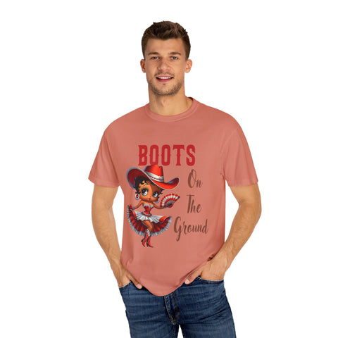 Boots On The Ground Unisex Garment-Dyed T-Shirt - Fun Western Style Tee for Festival Season