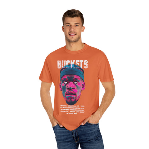 Unisex Garment-Dyed T-Shirt - Retro Sports Graphic "BUCKETS"
