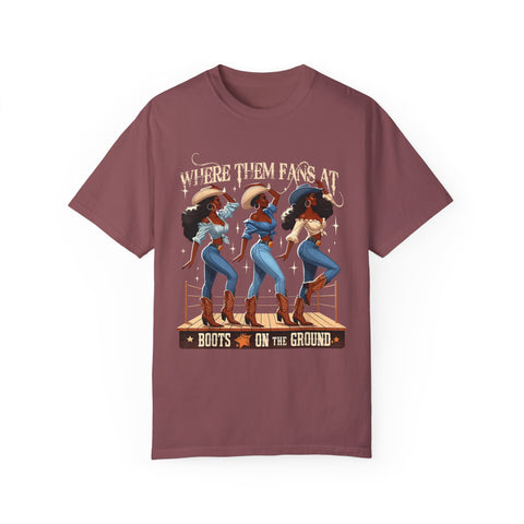 Where Them Fans At Unisex Garment-Dyed T-Shirt - Boots on the Ground Graphic Tee