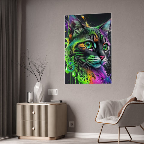 Vibrant Cat Gloss Poster - Colorful Art Print for Cat Lovers