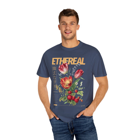 Ethereal Floral Unisex Garment-Dyed T-Shirt