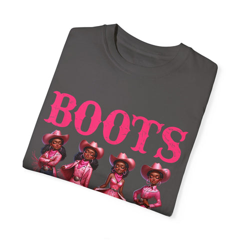 Unisex Garment-Dyed T-shirt: "Boots on the Ground" Vintage Western Style Tee