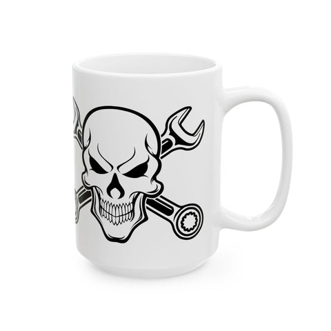 Skull Wrench Ceramic Mug - 11oz/15oz | Perfect Gift for Mechanics and DIY Enthusiasts