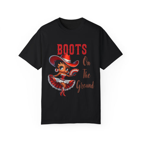 Boots On The Ground Unisex Garment-Dyed T-Shirt - Fun Western Style Tee for Festival Season