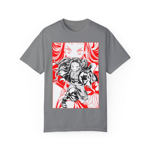 Anime-Inspired Unisex Garment-Dyed T-Shirt - Bold Character Design
