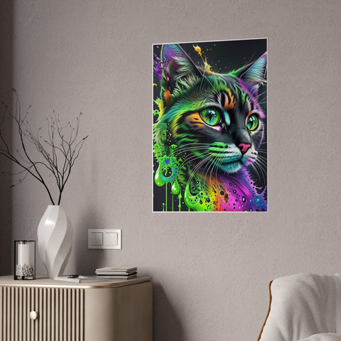 Vibrant Cat Gloss Poster - Colorful Art Print for Cat Lovers
