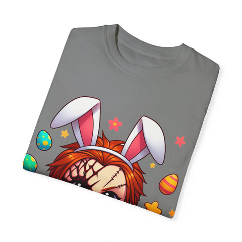 Cute Chucky Easter T-Shirt - Unisex Garment-Dyed Tee for Horror Fans