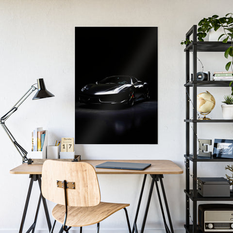 Sleek Black Car Glossy Poster - Modern Wall Art for Car Enthusiasts