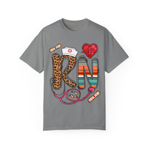 RN Nurse Graphic T-Shirt - Cute Leopard Print Design for Healthcare Workers