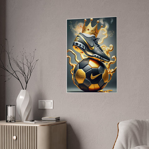 Sporty Crowned Soccer Gloss Poster - Perfect for Sports Fans