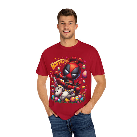 Funny Deadpool Easter T-Shirt - Unisex Garment-Dyed Tee for Comic Fans