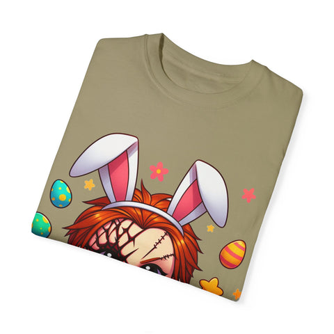 Cute Chucky Easter T-Shirt - Unisex Garment-Dyed Tee for Horror Fans