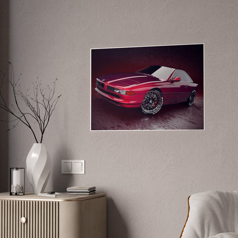 Glossy Car Art Poster - Sleek Red Sports Car Decor for Auto Enthusiasts