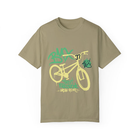 Urban BMX Rider Garment-Dyed T-Shirt | Casual Streetwear for Cycling Enthusiasts