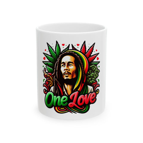 One Love Ceramic Mug - 11oz & 15oz | Perfect Gift for Music Lovers & Hippie Vibes