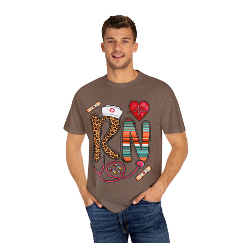 RN Nurse Graphic T-Shirt - Cute Leopard Print Design for Healthcare Workers