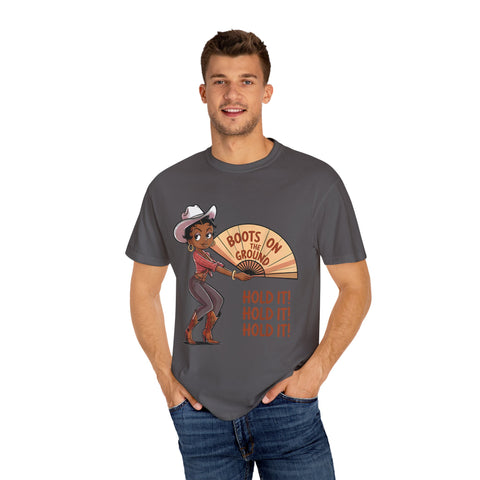 Boots on the Ground Unisex T-Shirt - Rustic Cowboy Vibe, Perfect for Festivals and Casual Outings