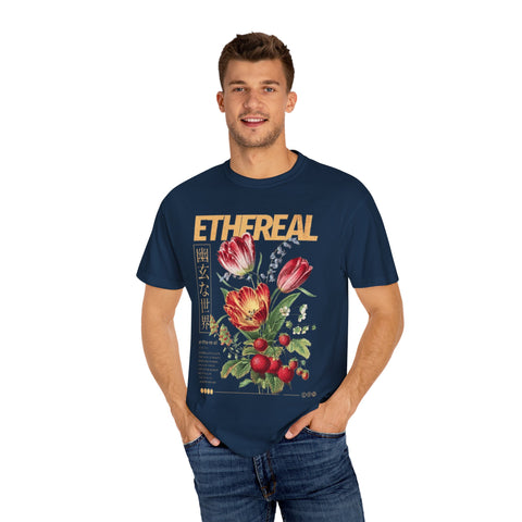 Ethereal Floral Unisex Garment-Dyed T-Shirt