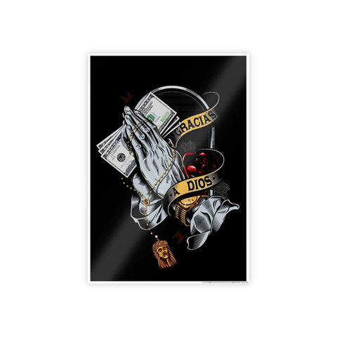 Glossy Prayer Art Poster - "Gracias Dios" Wall Decor