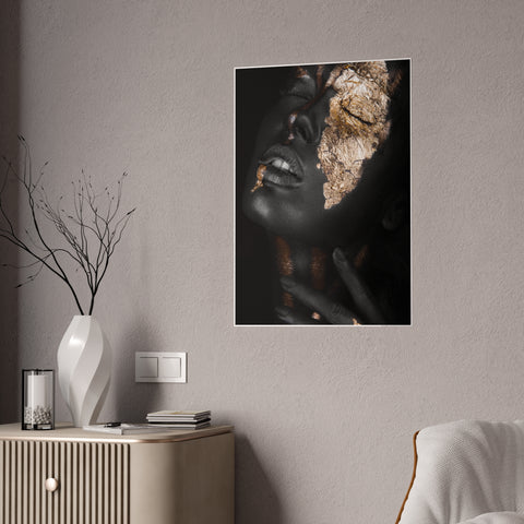 Glossy Art Poster - Elegant Black and Gold Wall Decor