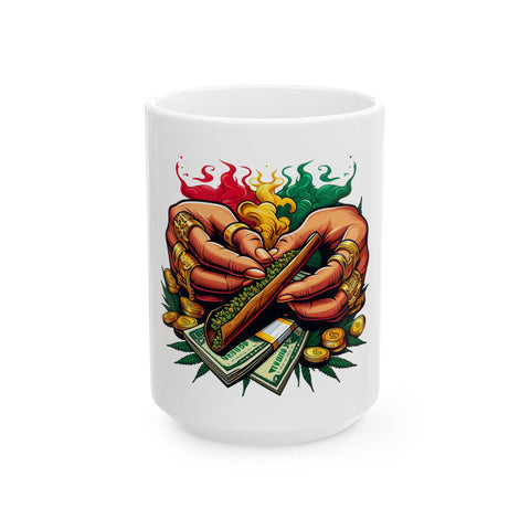 Cannabis Lifestyle Ceramic Mug - Unique 11oz/15oz Weed Money Design