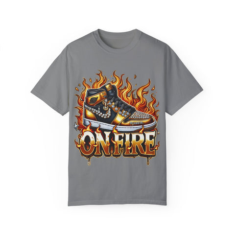 Unisex Garment-Dyed T-Shirt - 'On Fire' Graphic Tee for Sneaker Enthusiasts