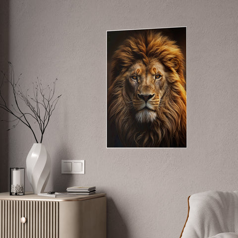 Majestic Lion Gloss Poster - Bold Animal Art for Home Decor
