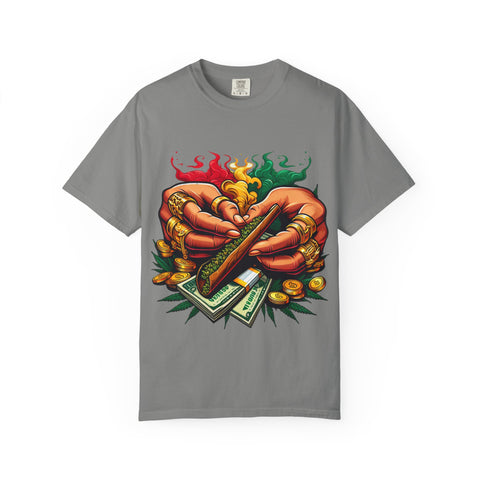 Vibrant Herbal Tees - Unisex Garment-Dyed T-shirt with Hand Rolling Design