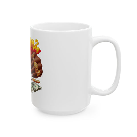 Vibrant Hands & Money Ceramic Mug – Unique 11oz & 15oz Coffee Cup