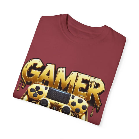 Gamer Gold Drip T-Shirt – Unisex Garment-Dyed Tee for Gaming Enthusiasts