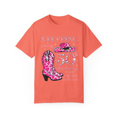 50th Birthday Cowgirl T-Shirt | Unisex Garment-Dyed Tee