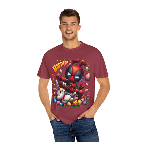 Funny Deadpool Easter T-Shirt - Unisex Garment-Dyed Tee for Comic Fans