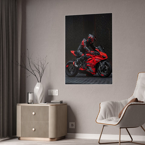 Ducati Motorcycle Gloss Poster - Perfect for Bikers and Racing Enthusiasts