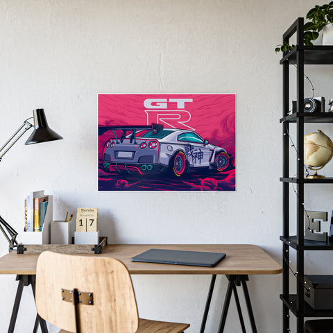 Glossy Car Art Poster - GT-R Racing Graphic for Auto Enthusiasts