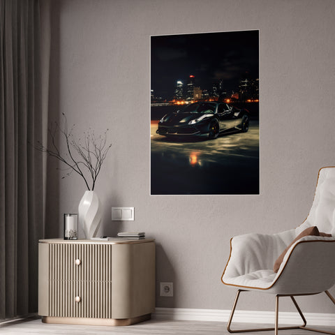Sleek Cityscape Car Gloss Poster - Wall Art Decor for Auto Enthusiasts