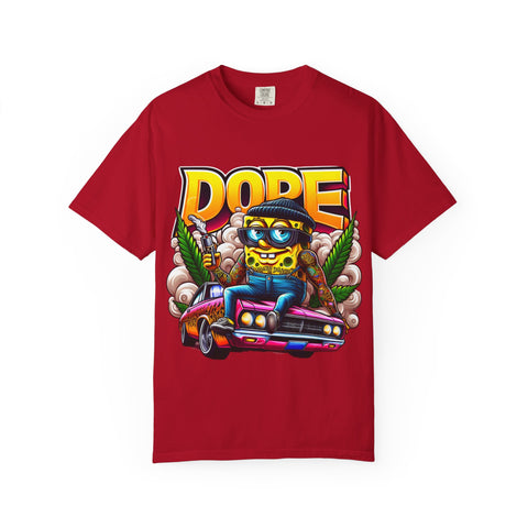 Unisex Garment-Dyed T-Shirt - Cool Cartoon ‘DOPE’ Design