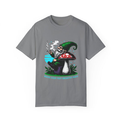 Magic Gnome T-shirt - Where Every Puff Unearths Magic | Unisex Garment-Dyed Tee for Nature Lovers