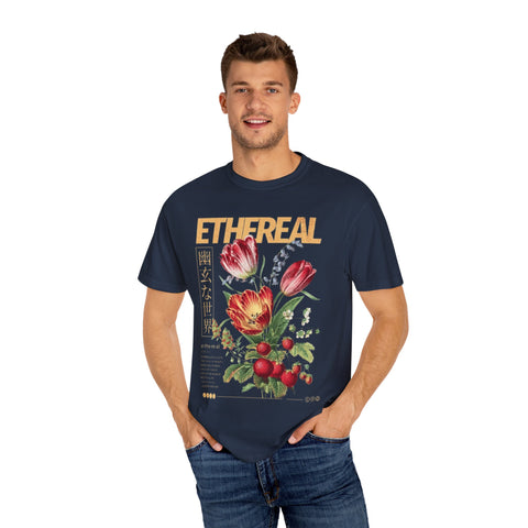 Ethereal Floral Unisex Garment-Dyed T-Shirt