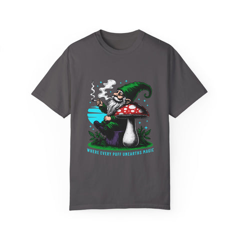 Magic Gnome T-shirt - Where Every Puff Unearths Magic | Unisex Garment-Dyed Tee for Nature Lovers