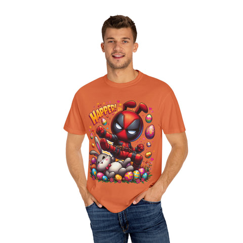 Funny Deadpool Easter T-Shirt - Unisex Garment-Dyed Tee for Comic Fans