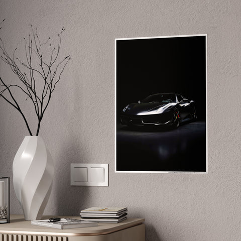 Sleek Black Car Glossy Poster - Modern Wall Art for Car Enthusiasts